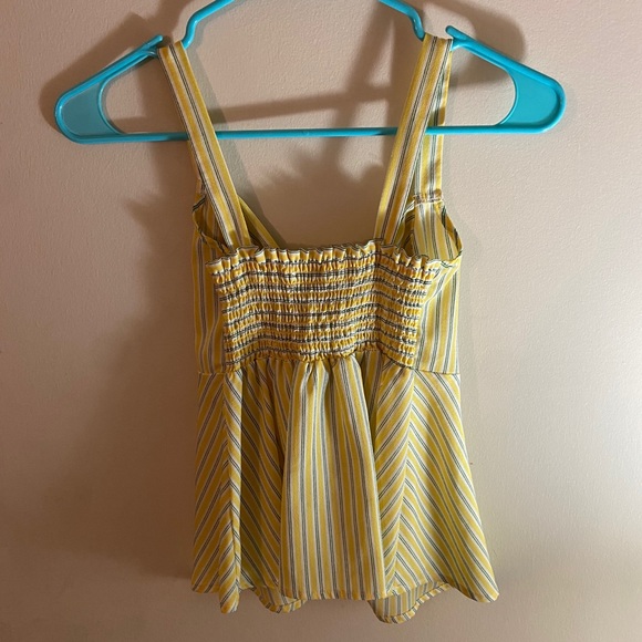 Yellow, Blue, and White Stripped Flowy Top Small - Picture 2 of 2